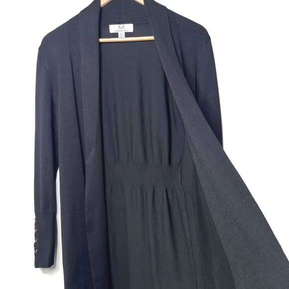 Magaschoni Womens Black Open Front Cardigan Shawl Collar Lace Up Cuff Size S/P - Picture 4 of 8